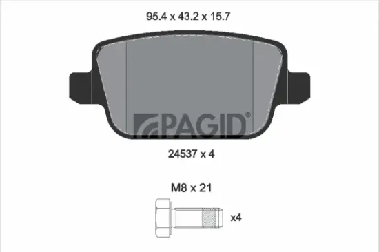Bremsbelagsatz, Scheibenbremse Hinterachse PAGID T1696N Bild Bremsbelagsatz, Scheibenbremse Hinterachse PAGID T1696N