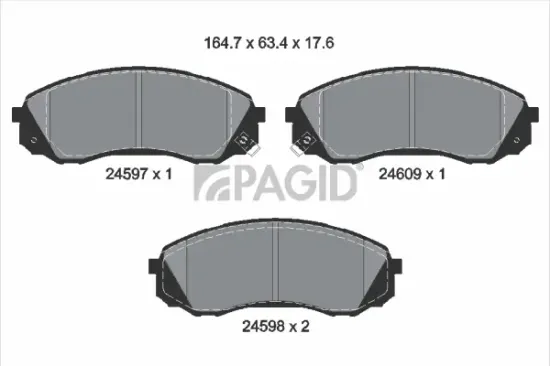 Bremsbelagsatz, Scheibenbremse Vorderachse PAGID T1724N Bild Bremsbelagsatz, Scheibenbremse Vorderachse PAGID T1724N
