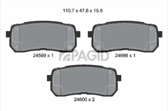 Bremsbelagsatz, Scheibenbremse Hinterachse PAGID T1725N Bild Bremsbelagsatz, Scheibenbremse Hinterachse PAGID T1725N