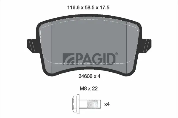 Bremsbelagsatz, Scheibenbremse Hinterachse PAGID T1736N