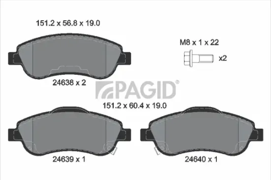 Bremsbelagsatz, Scheibenbremse Vorderachse PAGID T1731N Bild Bremsbelagsatz, Scheibenbremse Vorderachse PAGID T1731N