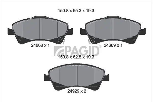 Bremsbelagsatz, Scheibenbremse Vorderachse PAGID T1905N