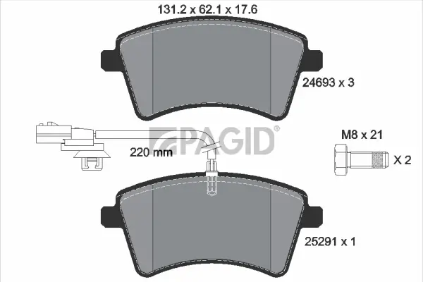 Bremsbelagsatz, Scheibenbremse Vorderachse PAGID T2140N