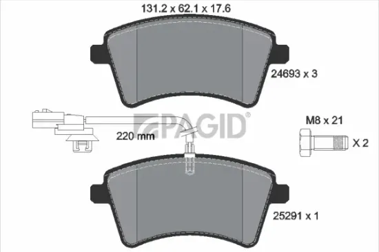 Bremsbelagsatz, Scheibenbremse Vorderachse PAGID T2140N Bild Bremsbelagsatz, Scheibenbremse Vorderachse PAGID T2140N