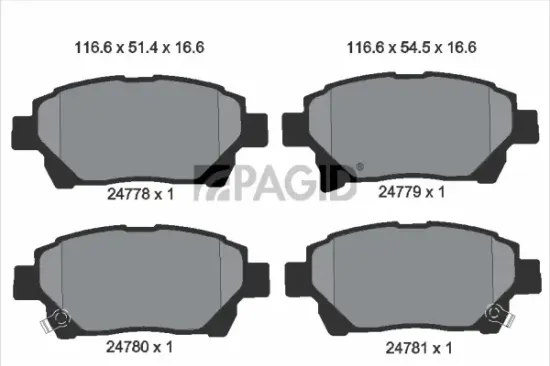 Bremsbelagsatz, Scheibenbremse Vorderachse PAGID T1852N Bild Bremsbelagsatz, Scheibenbremse Vorderachse PAGID T1852N