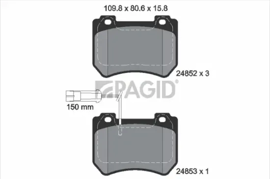 Bremsbelagsatz, Scheibenbremse Vorderachse PAGID T1866N Bild Bremsbelagsatz, Scheibenbremse Vorderachse PAGID T1866N