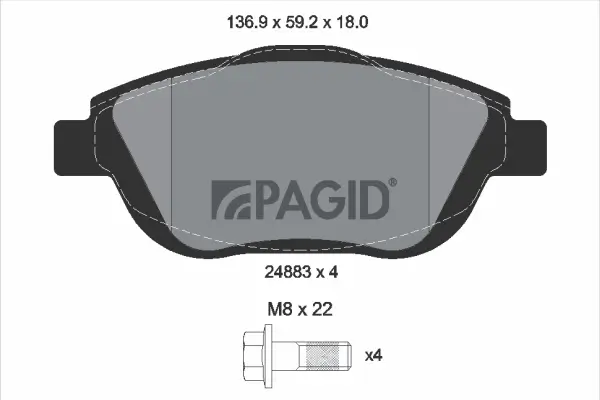 Bremsbelagsatz, Scheibenbremse Vorderachse PAGID T1846N
