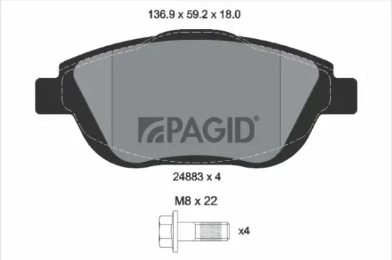 Bremsbelagsatz, Scheibenbremse Vorderachse PAGID T1846N Bild Bremsbelagsatz, Scheibenbremse Vorderachse PAGID T1846N