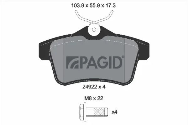 Bremsbelagsatz, Scheibenbremse Hinterachse PAGID T1844N