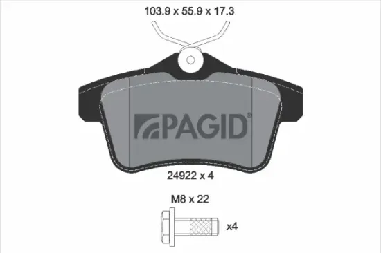 Bremsbelagsatz, Scheibenbremse Hinterachse PAGID T1844N Bild Bremsbelagsatz, Scheibenbremse Hinterachse PAGID T1844N