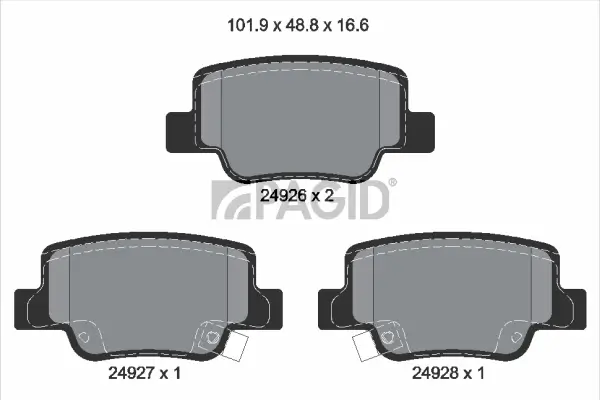 Bremsbelagsatz, Scheibenbremse Hinterachse PAGID T1906N
