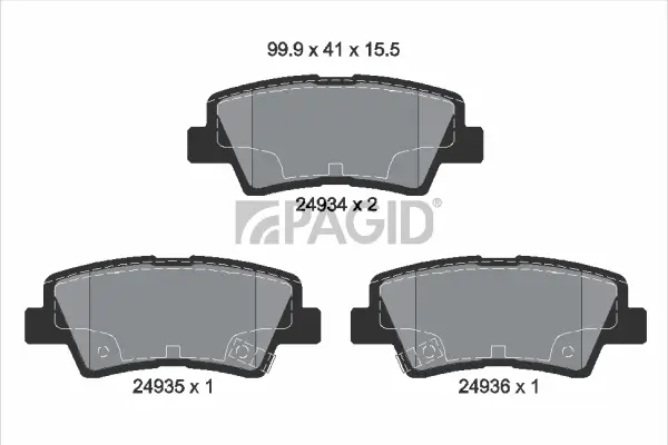 Bremsbelagsatz, Scheibenbremse Hinterachse PAGID T1848N