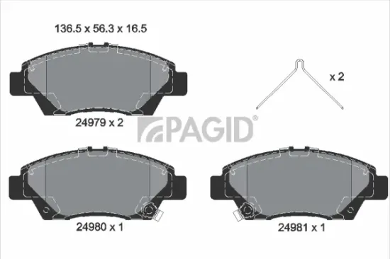 Bremsbelagsatz, Scheibenbremse Vorderachse PAGID T1922N Bild Bremsbelagsatz, Scheibenbremse Vorderachse PAGID T1922N