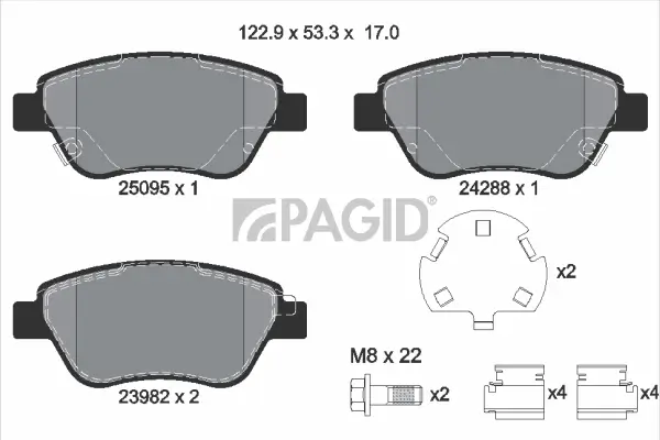 Bremsbelagsatz, Scheibenbremse Vorderachse PAGID T2263N