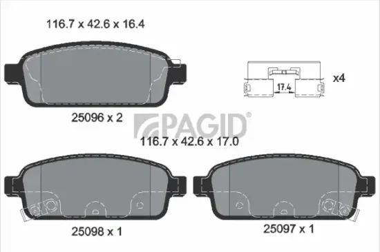 Bremsbelagsatz, Scheibenbremse Hinterachse PAGID T1957N Bild Bremsbelagsatz, Scheibenbremse Hinterachse PAGID T1957N