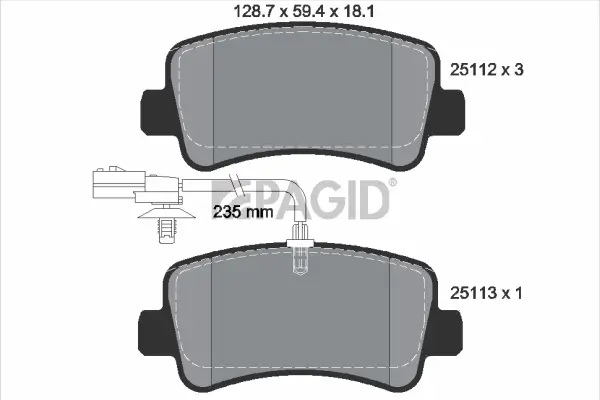 Bremsbelagsatz, Scheibenbremse Hinterachse PAGID T1970N
