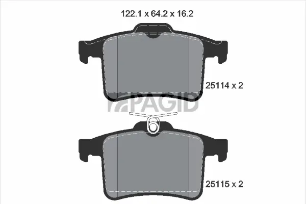 Bremsbelagsatz, Scheibenbremse Hinterachse PAGID T2072N
