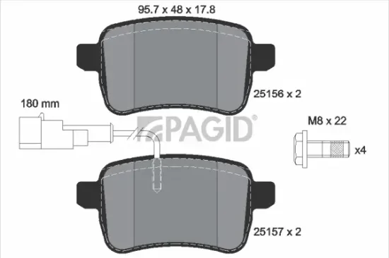 Bremsbelagsatz, Scheibenbremse Hinterachse PAGID T2011N Bild Bremsbelagsatz, Scheibenbremse Hinterachse PAGID T2011N