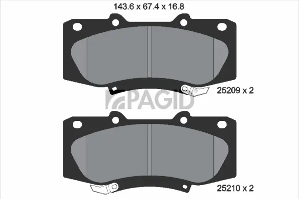 Bremsbelagsatz, Scheibenbremse Vorderachse PAGID T2059N