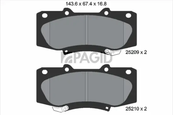 Bremsbelagsatz, Scheibenbremse Vorderachse PAGID T2059N Bild Bremsbelagsatz, Scheibenbremse Vorderachse PAGID T2059N