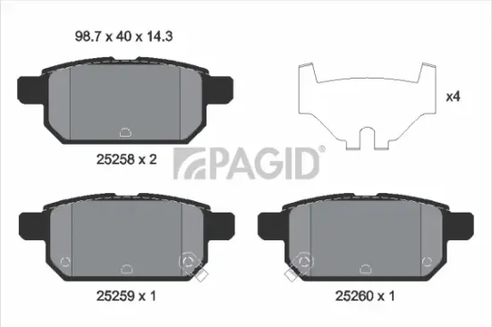 Bremsbelagsatz, Scheibenbremse Hinterachse PAGID T2067N Bild Bremsbelagsatz, Scheibenbremse Hinterachse PAGID T2067N