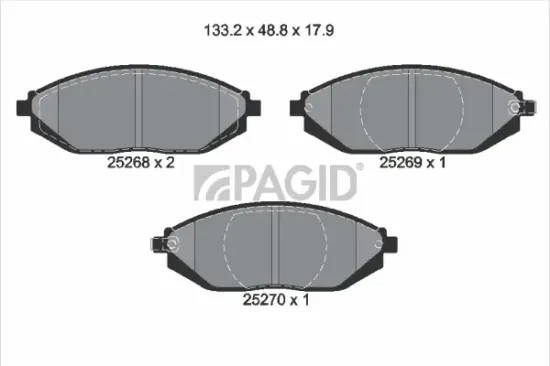Bremsbelagsatz, Scheibenbremse Vorderachse PAGID T2051N Bild Bremsbelagsatz, Scheibenbremse Vorderachse PAGID T2051N