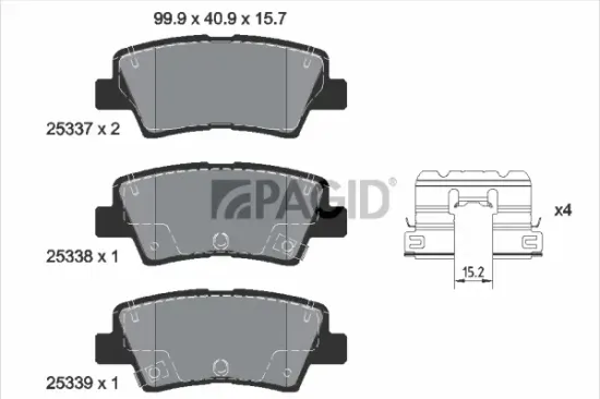 Bremsbelagsatz, Scheibenbremse Hinterachse PAGID T3194N Bild Bremsbelagsatz, Scheibenbremse Hinterachse PAGID T3194N