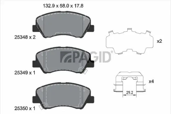 Bremsbelagsatz, Scheibenbremse Vorderachse PAGID T2181N Bild Bremsbelagsatz, Scheibenbremse Vorderachse PAGID T2181N