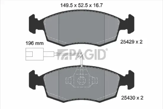 Bremsbelagsatz, Scheibenbremse Vorderachse PAGID T2112N Bild Bremsbelagsatz, Scheibenbremse Vorderachse PAGID T2112N