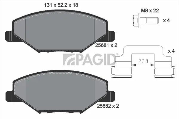 Bremsbelagsatz, Scheibenbremse Vorderachse PAGID T2204N