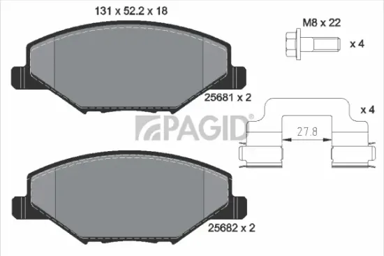 Bremsbelagsatz, Scheibenbremse Vorderachse PAGID T2204N Bild Bremsbelagsatz, Scheibenbremse Vorderachse PAGID T2204N