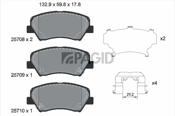 Bremsbelagsatz, Scheibenbremse Vorderachse PAGID T2261N