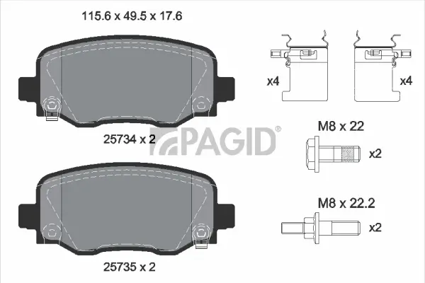 Bremsbelagsatz, Scheibenbremse Hinterachse PAGID T2468N