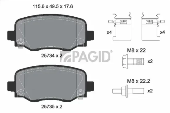 Bremsbelagsatz, Scheibenbremse Hinterachse PAGID T2468N Bild Bremsbelagsatz, Scheibenbremse Hinterachse PAGID T2468N