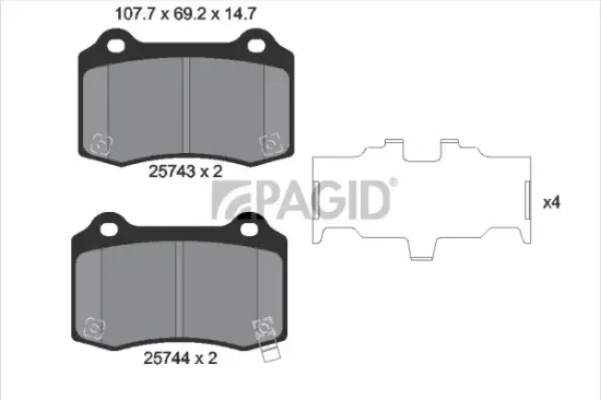Bremsbelagsatz, Scheibenbremse Hinterachse PAGID T2281N Bild Bremsbelagsatz, Scheibenbremse Hinterachse PAGID T2281N