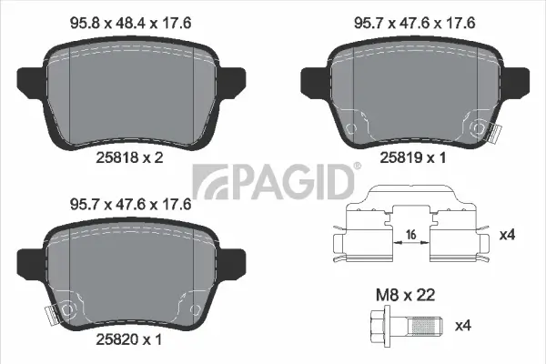 Bremsbelagsatz, Scheibenbremse Hinterachse PAGID T2703N