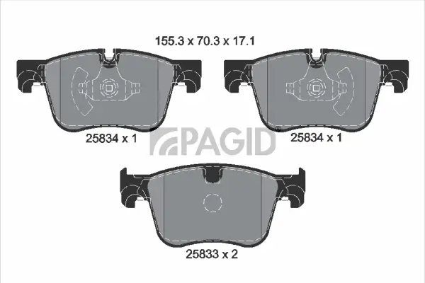 Bremsbelagsatz, Scheibenbremse Vorderachse PAGID T2458N
