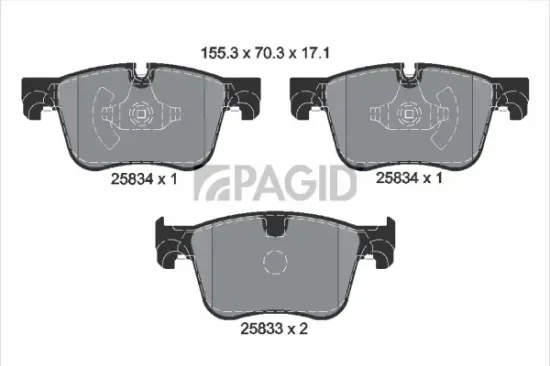 Bremsbelagsatz, Scheibenbremse Vorderachse PAGID T2458N Bild Bremsbelagsatz, Scheibenbremse Vorderachse PAGID T2458N