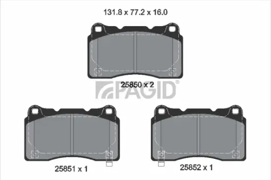 Bremsbelagsatz, Scheibenbremse Vorderachse PAGID T2779N Bild Bremsbelagsatz, Scheibenbremse Vorderachse PAGID T2779N
