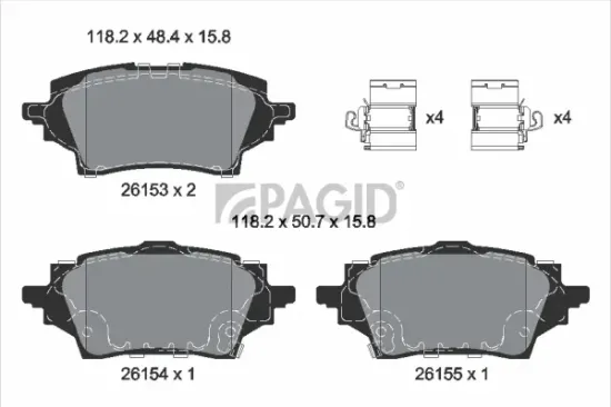 Bremsbelagsatz, Scheibenbremse Hinterachse PAGID T2853N Bild Bremsbelagsatz, Scheibenbremse Hinterachse PAGID T2853N