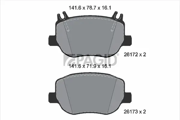 Bremsbelagsatz, Scheibenbremse Hinterachse PAGID T4273N