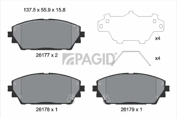 Bremsbelagsatz, Scheibenbremse Vorderachse PAGID T4190N