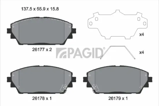 Bremsbelagsatz, Scheibenbremse Vorderachse PAGID T4190N Bild Bremsbelagsatz, Scheibenbremse Vorderachse PAGID T4190N