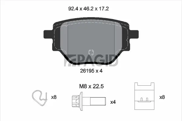 Bremsbelagsatz, Scheibenbremse Hinterachse PAGID T2861N