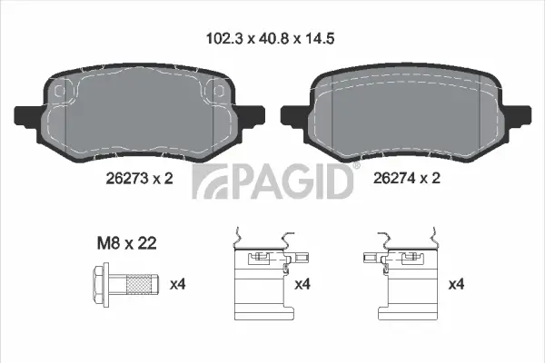 Bremsbelagsatz, Scheibenbremse Hinterachse PAGID T2896N
