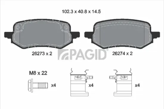 Bremsbelagsatz, Scheibenbremse Hinterachse PAGID T2896N Bild Bremsbelagsatz, Scheibenbremse Hinterachse PAGID T2896N