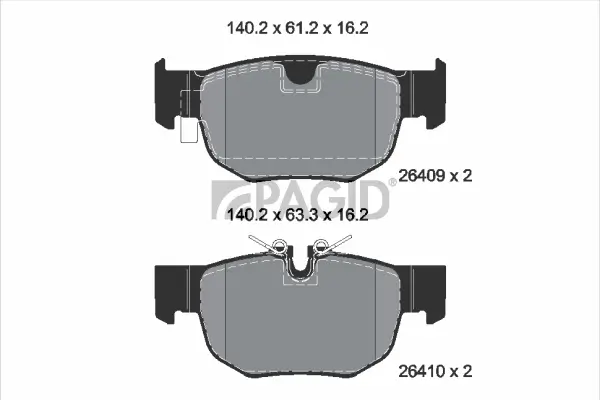 Bremsbelagsatz, Scheibenbremse Hinterachse PAGID T2911N