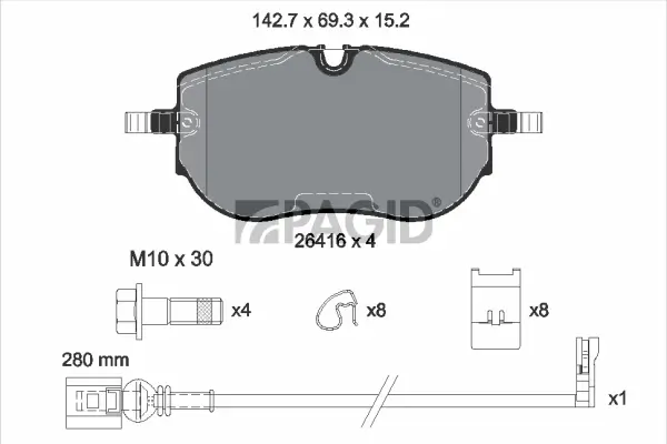 Bremsbelagsatz, Scheibenbremse Vorderachse PAGID T2946N