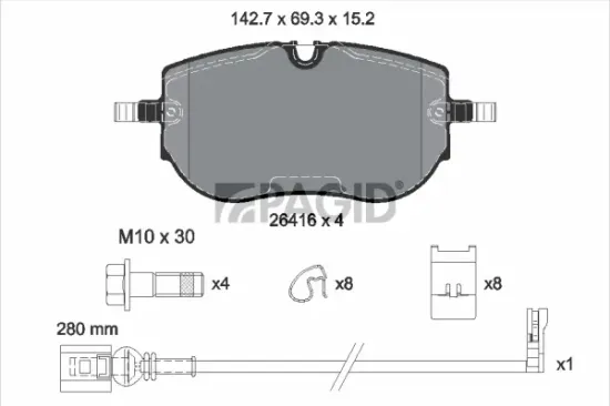 Bremsbelagsatz, Scheibenbremse Vorderachse PAGID T2946N Bild Bremsbelagsatz, Scheibenbremse Vorderachse PAGID T2946N