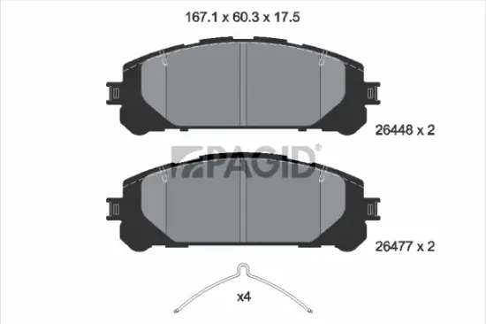 Bremsbelagsatz, Scheibenbremse Vorderachse PAGID T2943N Bild Bremsbelagsatz, Scheibenbremse Vorderachse PAGID T2943N